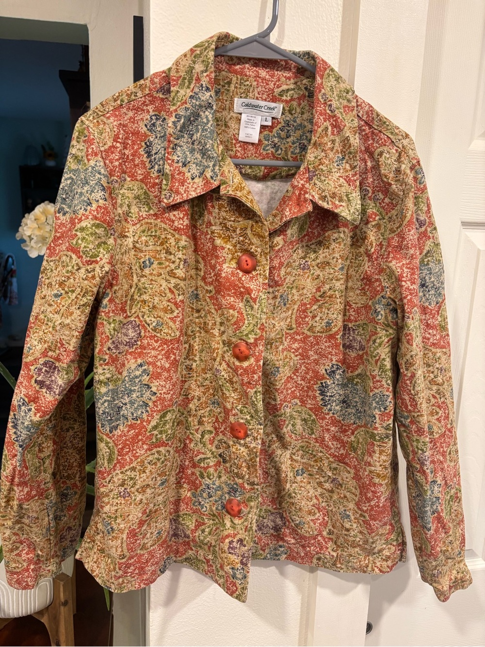 Coldwater Creek Multicolor Paisley Button-Up Shirt Jacket